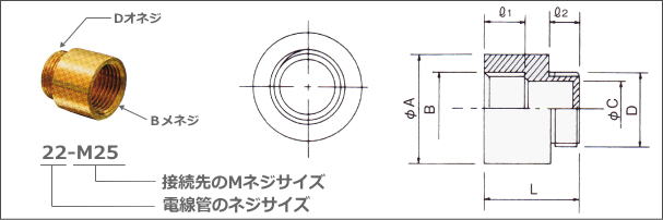 Mネジ→PF(Gネジ)変換アダプター図面